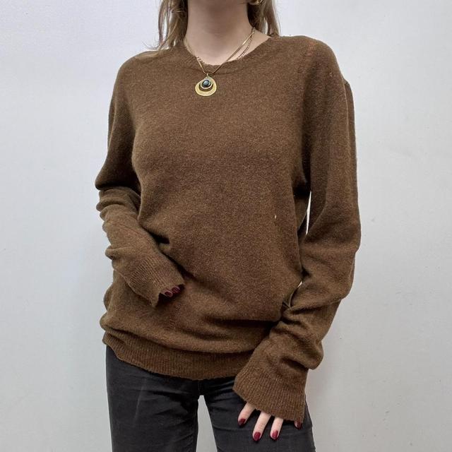Brown wool distressed jumper