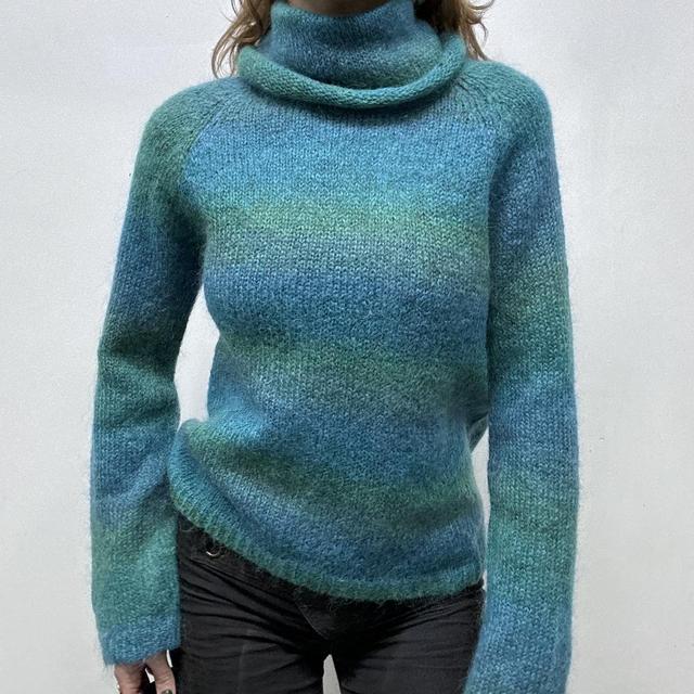 Blue striped mohair knit jumper