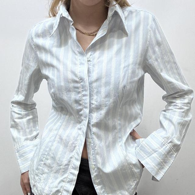 Preppy pinstripe office shirt