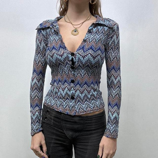 Knit patterned chevron shirt