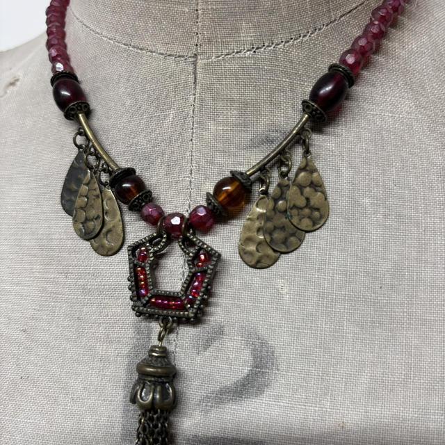 Boho hammered metal chain necklace