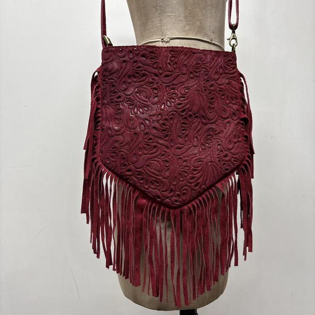 Red suede western bag