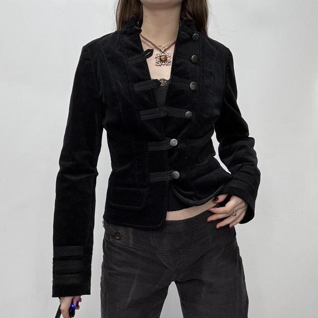 Black military fitted grunge jacket