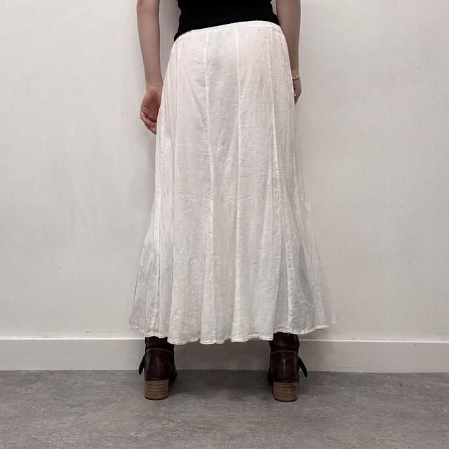 White cotton flared maxi skirt