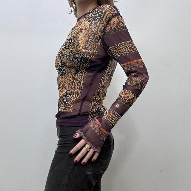 Graphic printed sheer long sleeve tshirt