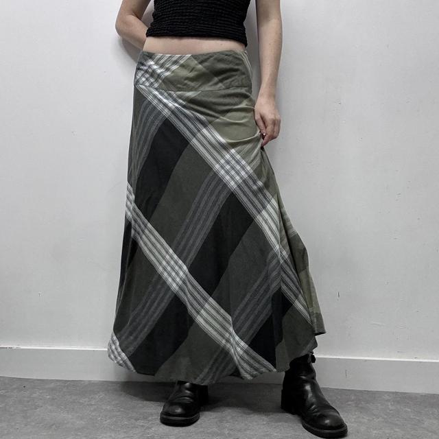 Oversized print tartan checked maxi skirt