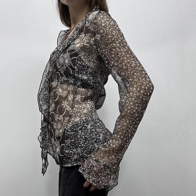 Sheer paisley printed brown fairy shirt