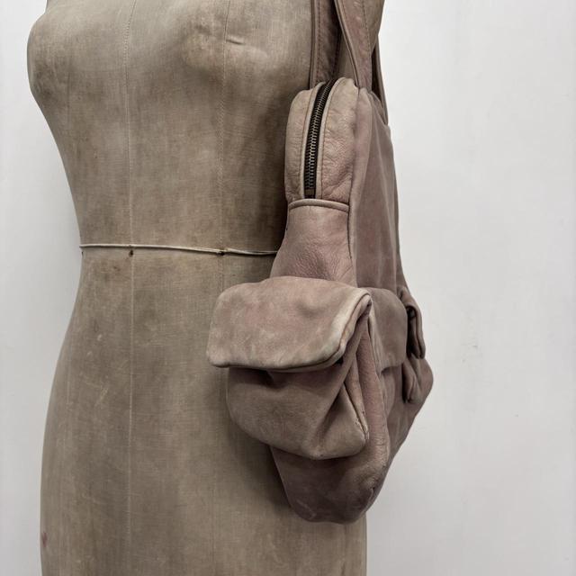 Slouchy pink leather cargo bag
