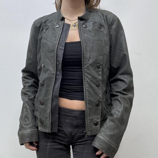 Leather grunge steampunk jacket
