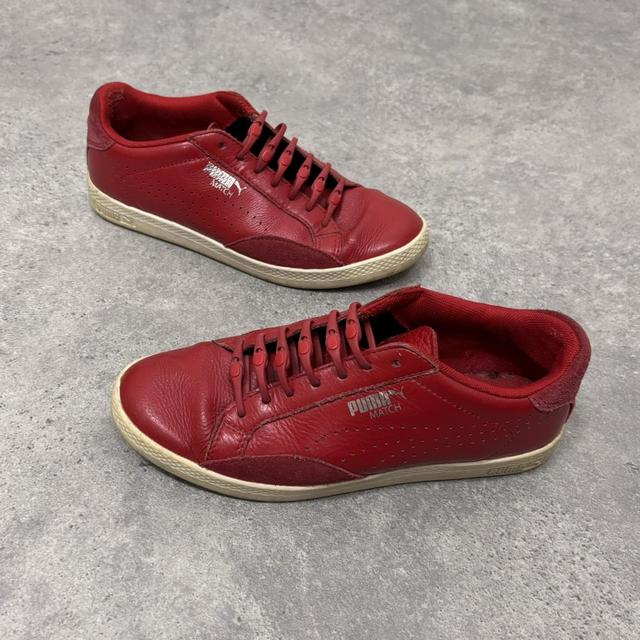 Red leather puma trainers