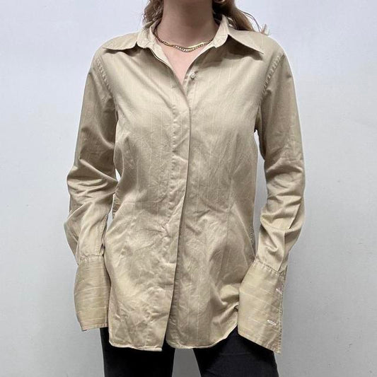 Minimalist brown pinstripe shirt