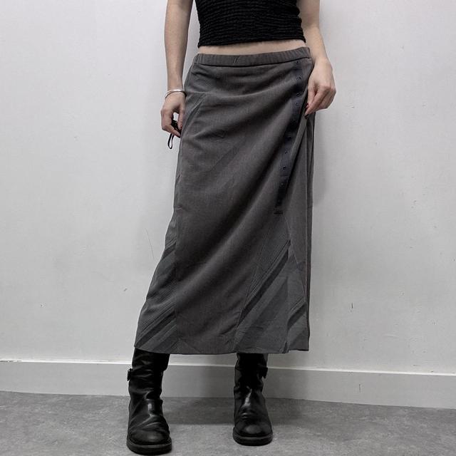 Pinstripe grey suit office skirt