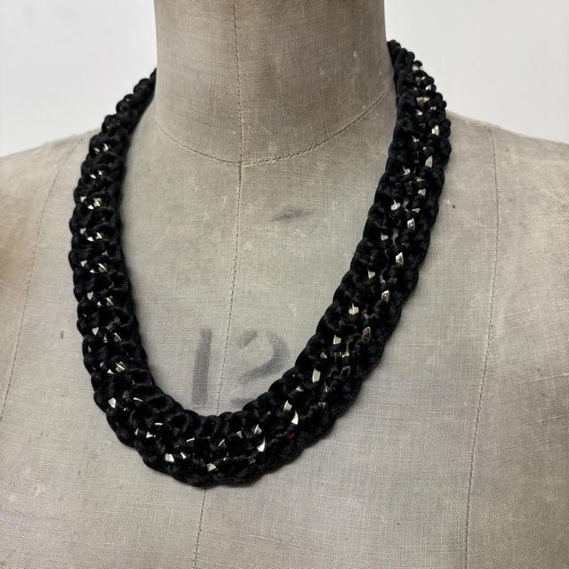 Black woven rope chain necklace