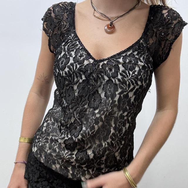 Vintage black lace top