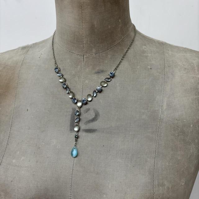 Blue gemstone fairy necklace