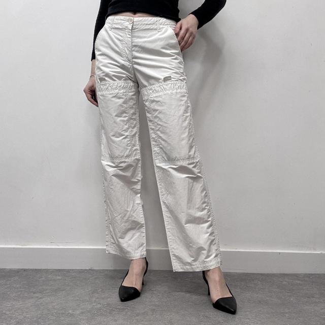 White flared armari trousers