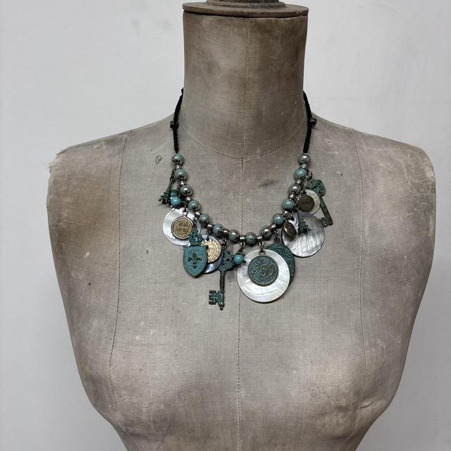 Pearl coin charm necklace
