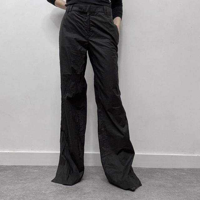 Diesel black slit flare trousers