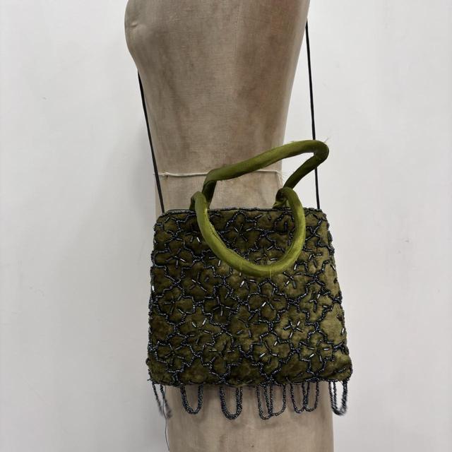 Khaki green velvet mini bag