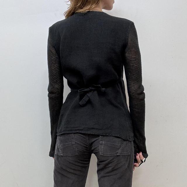 Black linen wrap top