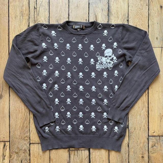 Brown knitted skull cotton jumper
