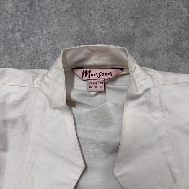 Cream gathered silk flared shirt