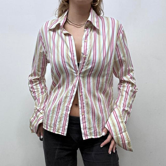 Flared pinstripe fitted shirt
