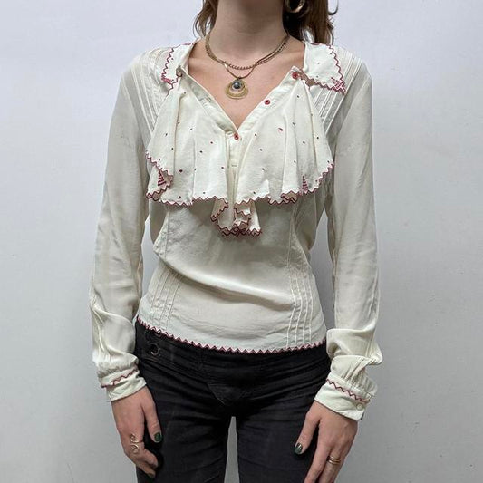 Silk edwardian embroidered shirt