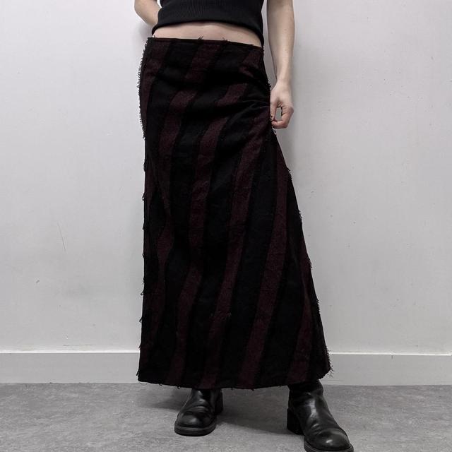 Textured striped maxi flare skirt