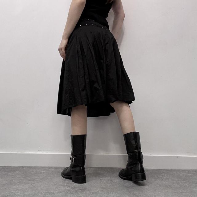 Black pleated midi skirt