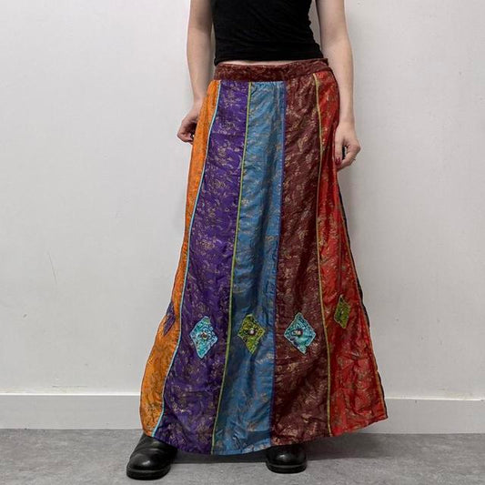 Silk paisley hippie maxi skirt