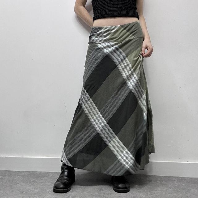 Oversized print tartan checked maxi skirt