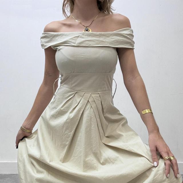 Cotton tan flare dress