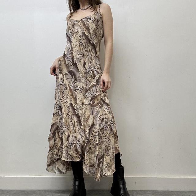 Bias cut handkercheif animal print dress