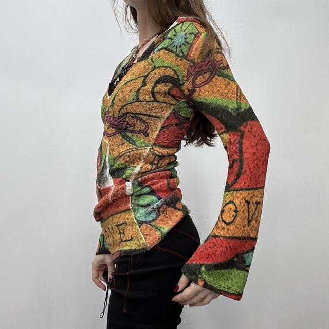 Graphic patterned slouchy flared hoodie