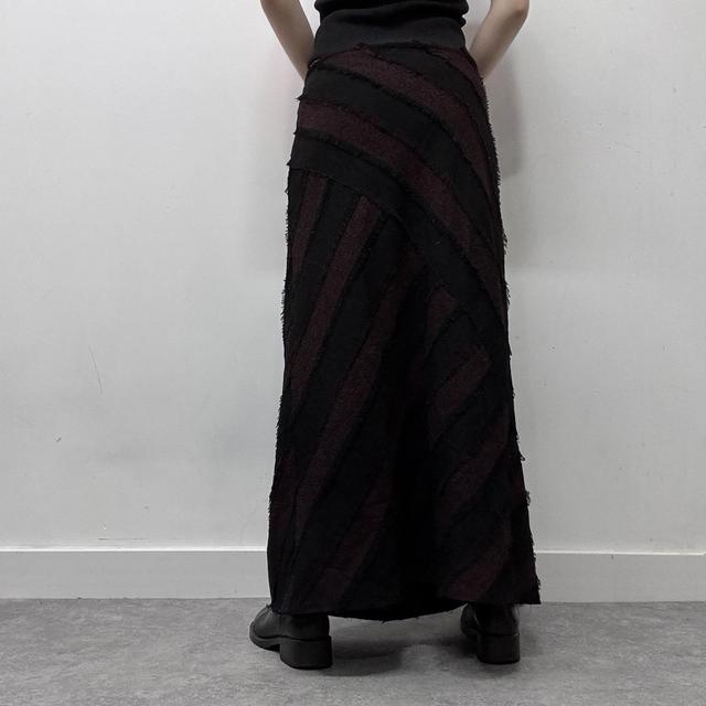 Textured striped maxi flare skirt