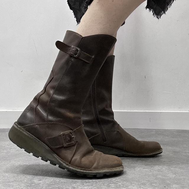 Brown leather fly london boots