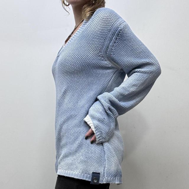 Distressed wash texture knit jumper