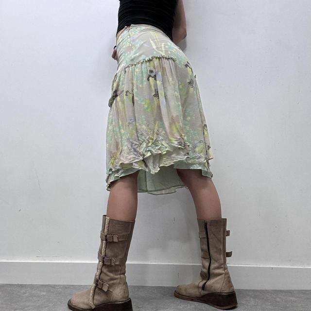 Pastel silk floral midi skirt