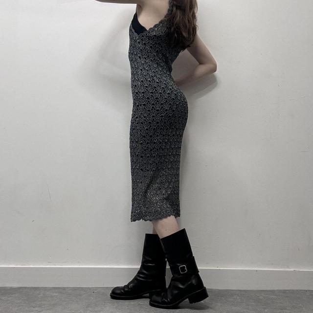 Sheer layered crochet midi dress