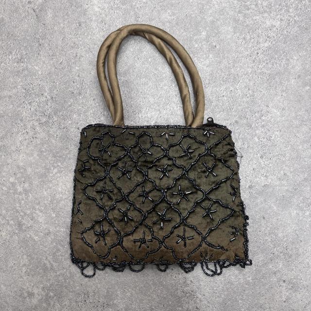 Khaki green beaded bag
