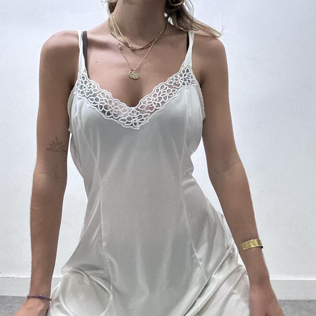 White lace slip midi dress