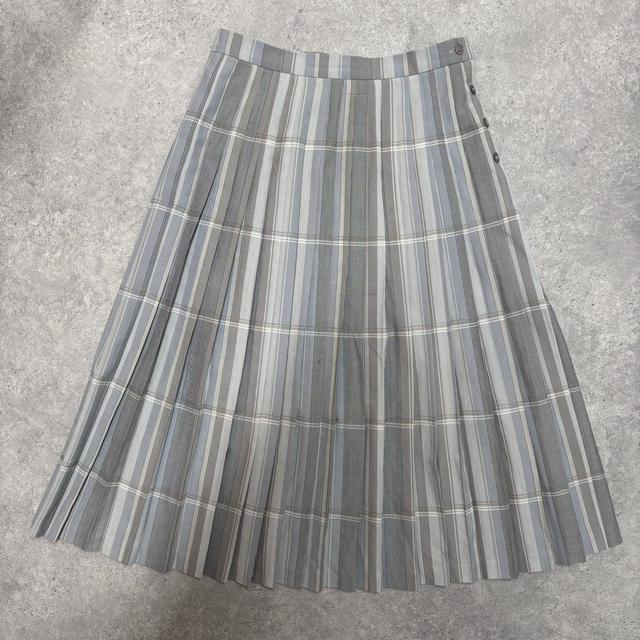 Pleated pinstripe checked skirt