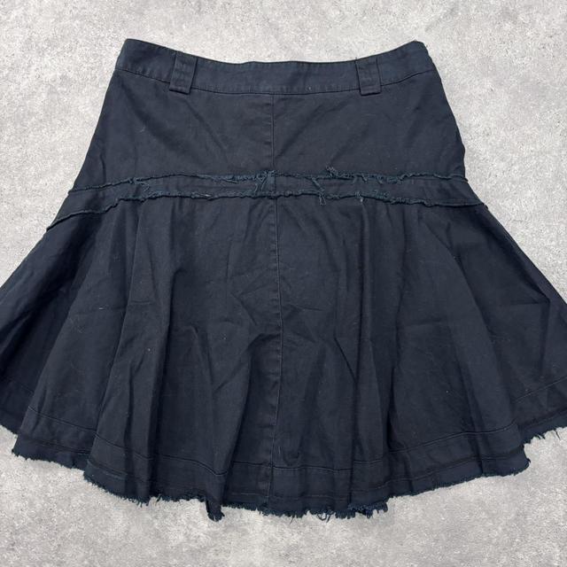 Navy distressed midi skirt