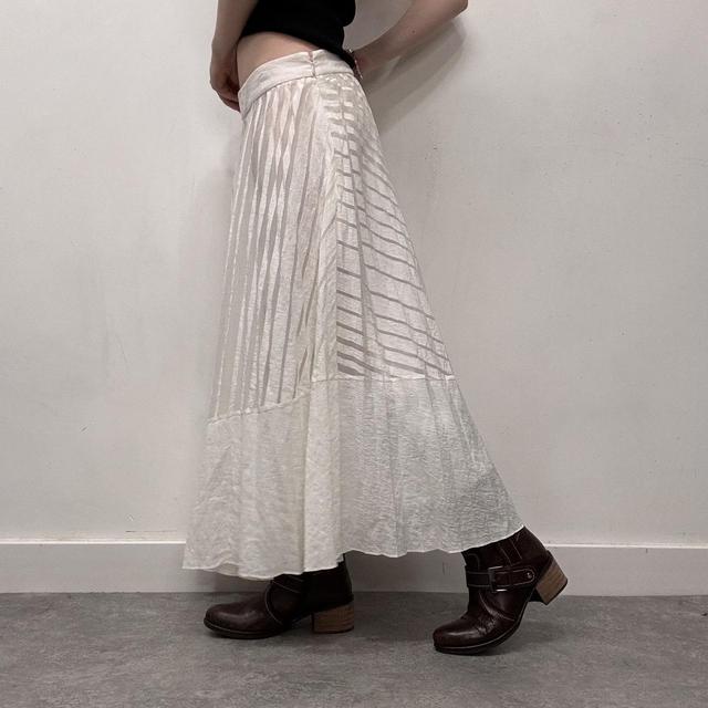 Pinstripe asymmetric maxi skirt