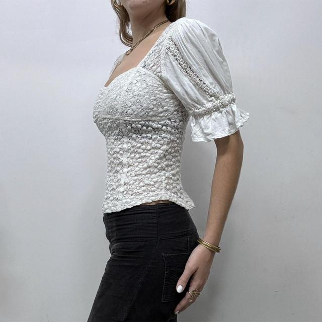 Slouchy lace milkmaid blouse
