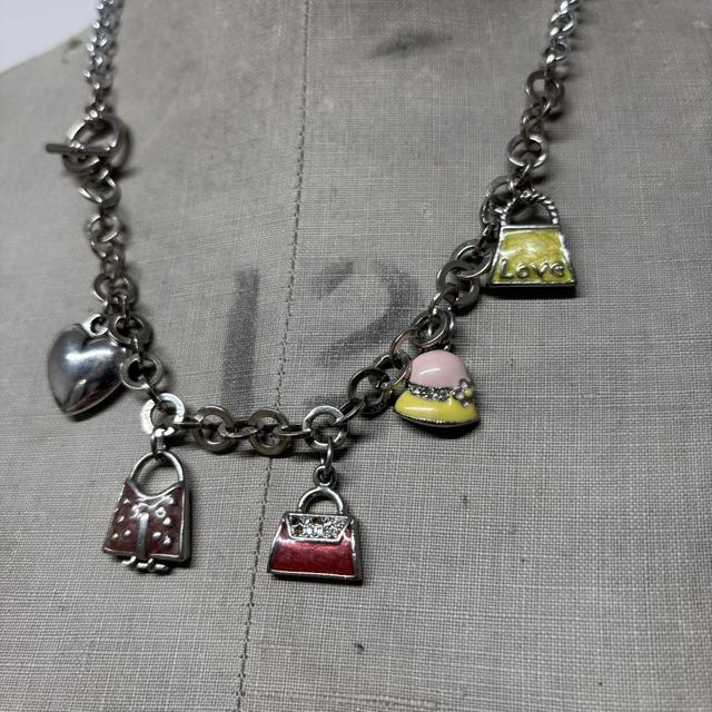 Silver heart  90s charm necklace