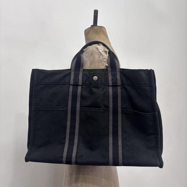 Black hermes canvas tote