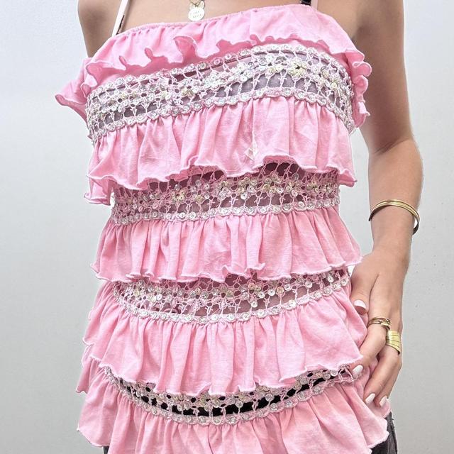 Pink ruffle bloomer vest top