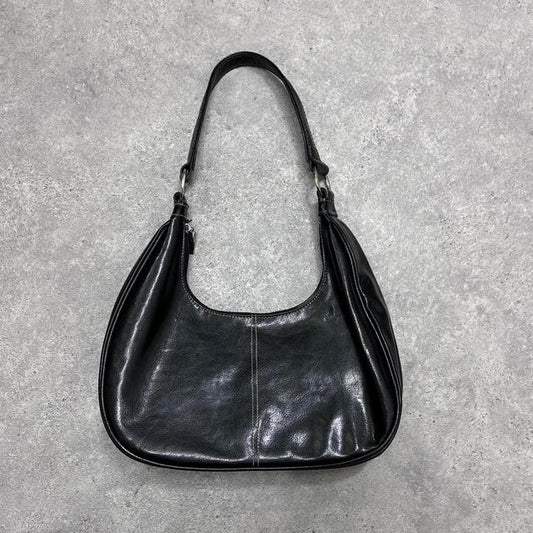Black leather y2k shoulder bag
